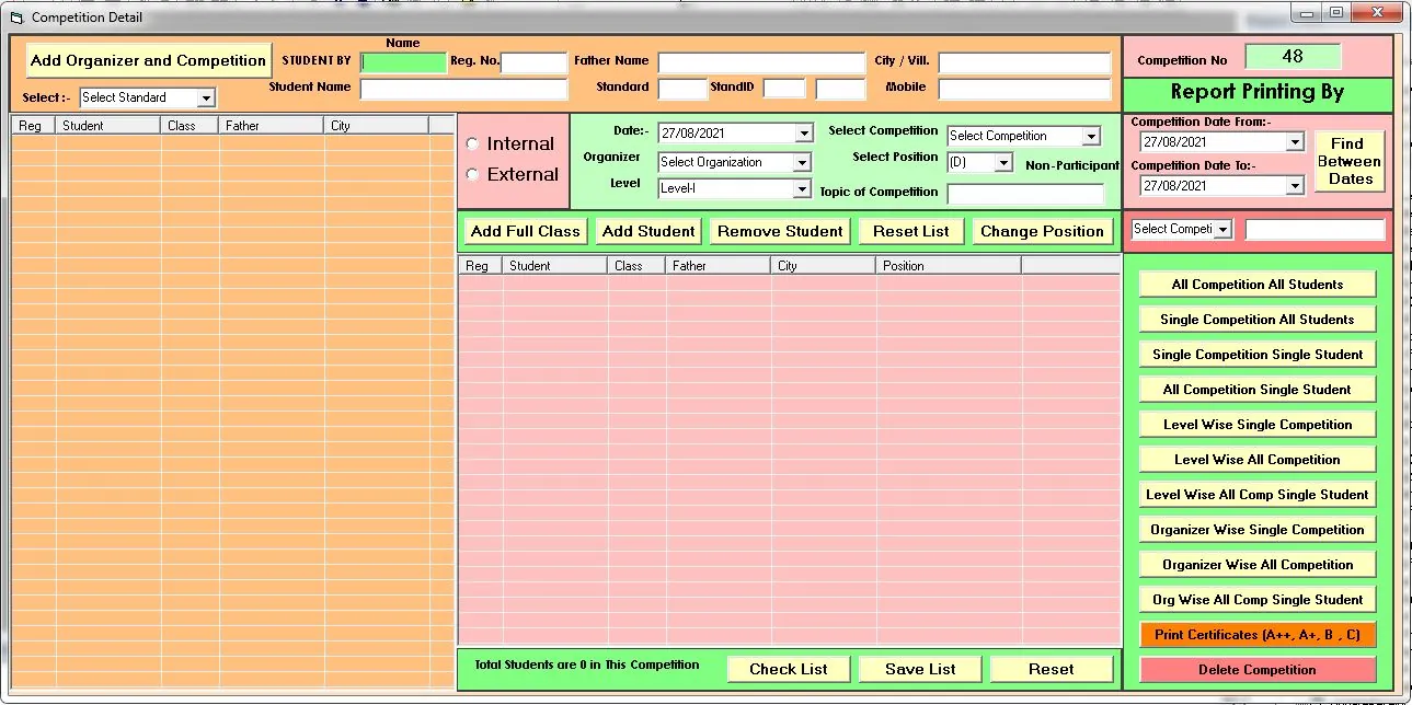 Screenshot of Competition management software