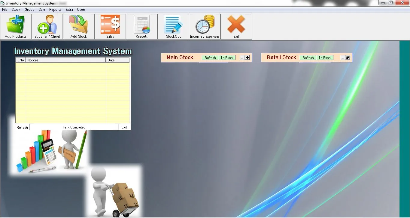 Screenshot of Inventory management software