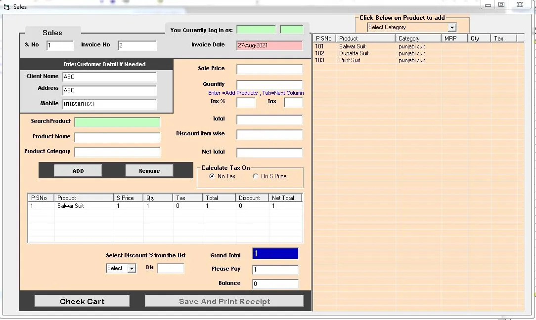 Screenshot of Invoice & sales billing software
