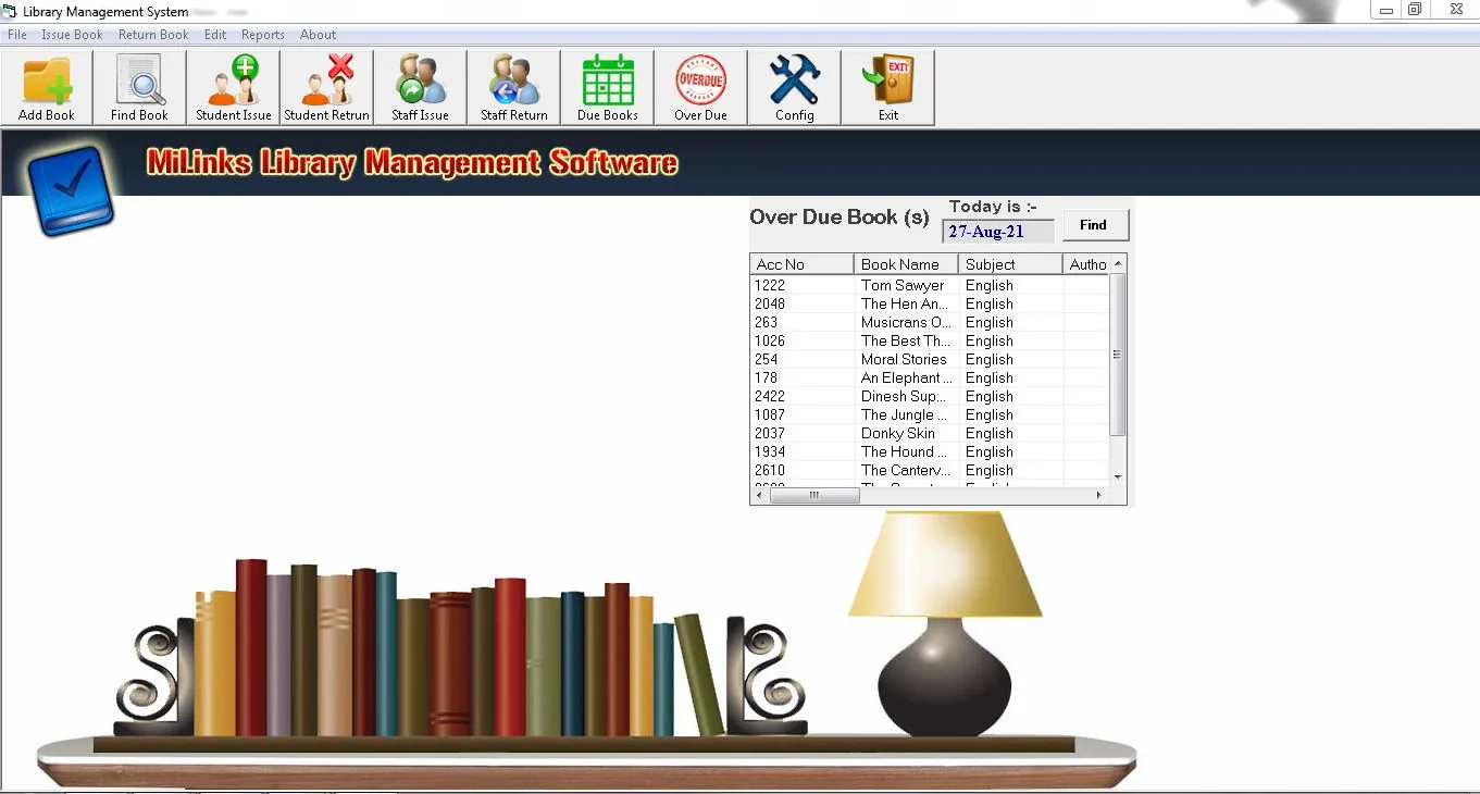 Screenshot of Library management software